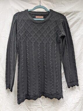 Pelle Italia Goth Sweater Dress/ Top Cotton Wool Black Sz S